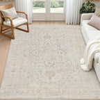 6x9 Area Rugs for Living Room: Vintage Boho Neutral Washable Rug Indoor Soft by Luxturiy