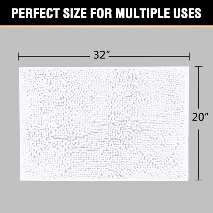 H.VERSAILTEX Pure White Bath Rug Super Soft Microfiber Non Slip Mat Absorption - Image 2