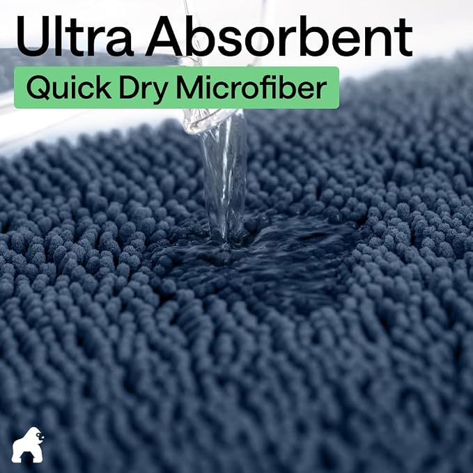 GORILLA GRIP Bath Rug Mat 70x24, Soft Absorbent Chenille, Quick Dry Microfiber - Image 5