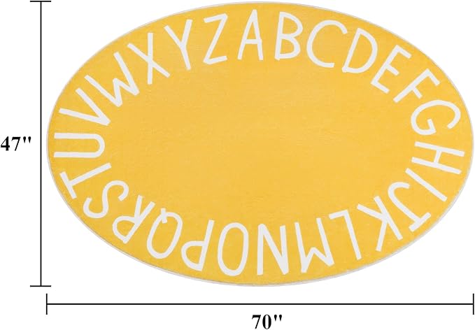 Topotdor Oval Kids Play Rug Alphabet Nursery Area Rug Extra Large Soft Crawling - Image 2