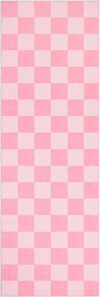 GarveeHome Checkered Blush Pink and White 2x6 Washable Kitchen Runner Rug - Image 5