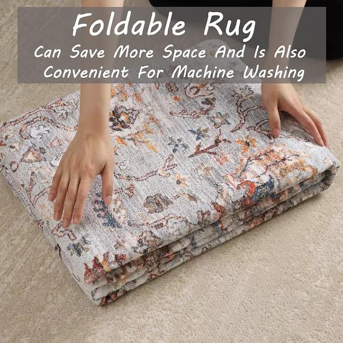 CHAMPLANT Retro Washable Area Rug 4X6 Washable Living Room Boho Chic Medallion - Image 7