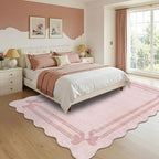 Latte&Fog Washable Pink Rug for Living Room, 6x9 Scalloped Bow Area Rugs for - Image 3