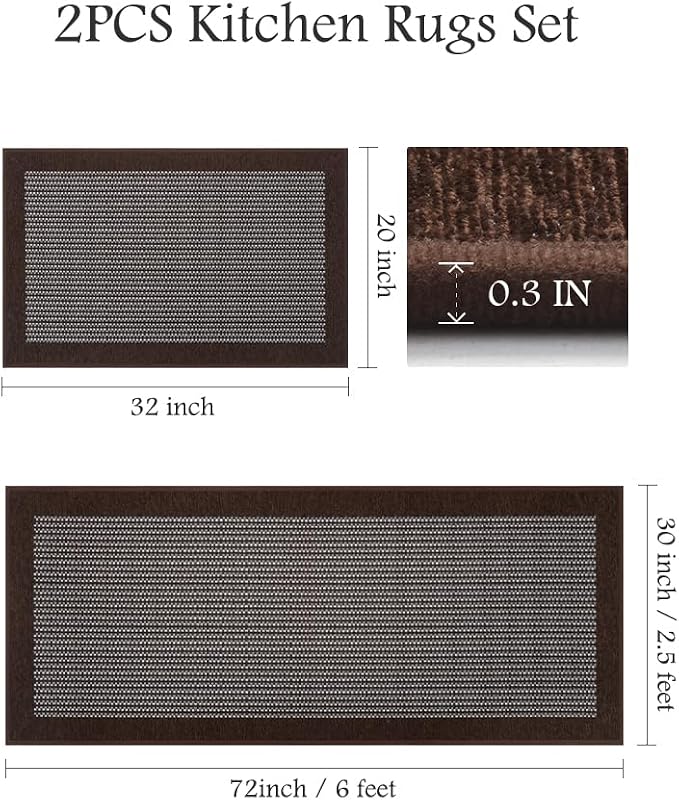 PADOOR Non Slip Kitchen Rugs Sets of 2 - Image 2