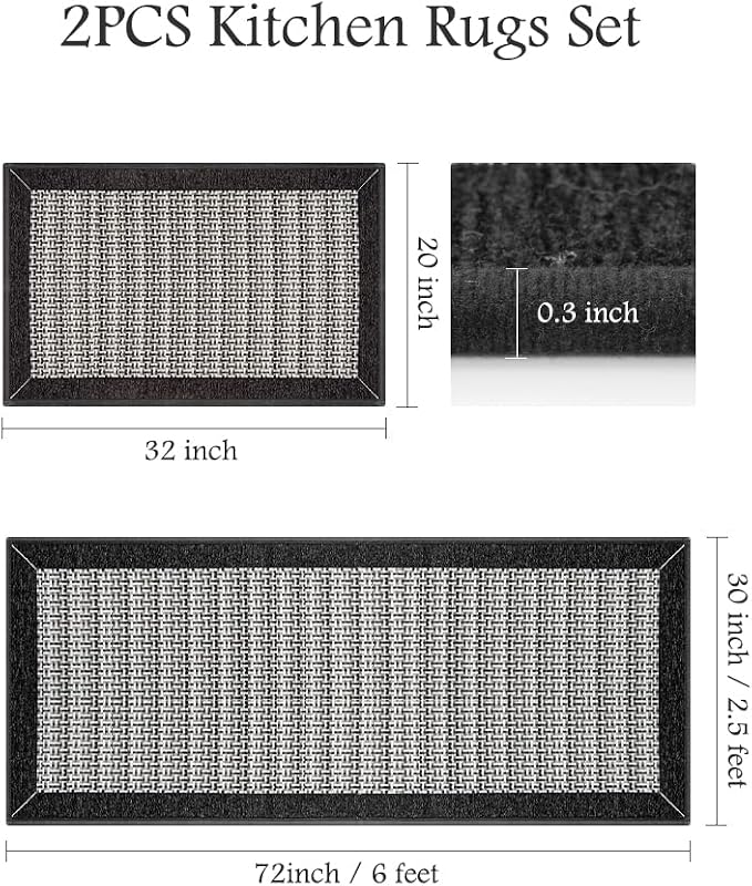 PADOOR Non Slip Kitchen Rugs Sets of 2 - Image 2