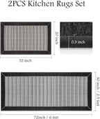 PADOOR Non Slip Kitchen Rugs Sets of 2 - Image 2