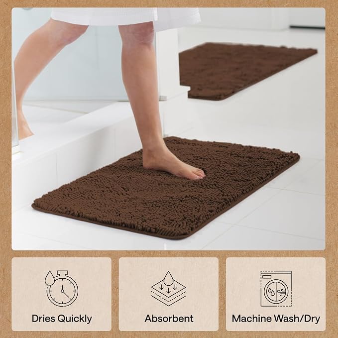 GORILLA GRIP Bath Rug Mat, Thick Soft Absorbent Chenille, Quick Dry Microfiber - Image 7