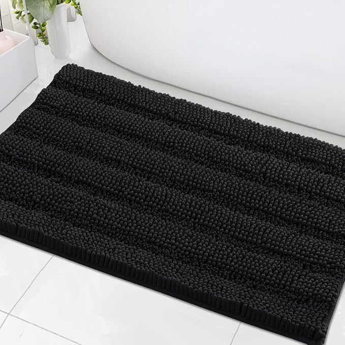 H.VERSAILTEX Bath Mats for Bathroom Non Slip Extra Thick Chenille Striped Bath by HVERSAILTEX