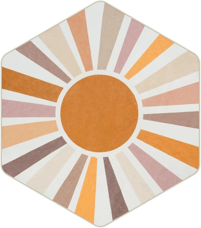 STARUIA Boho Washable Hexagon Rainbow Nursery Rug - Image 9