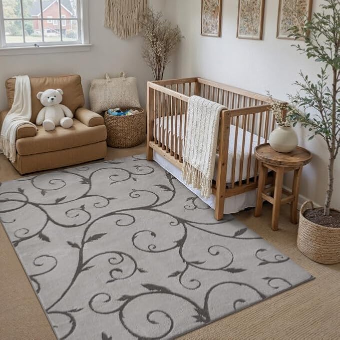 PureCozy Gray Washable Area Rug 4x6 Soft Shag Rugs by PureCozy