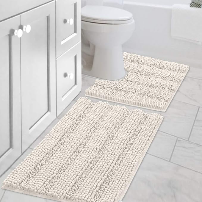 H.VERSAILTEX Bathroom Rugs Bath Rug Set 2 Piece Bathroom Contour Rug Toilet Mat by HVERSAILTEX