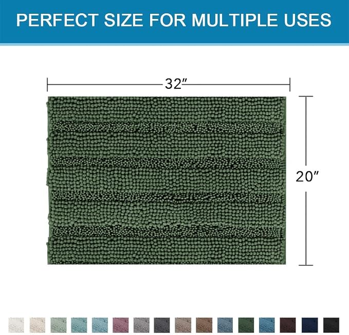 H.VERSAILTEX Bath Rugs for Bathroom Non Slip Bath Mats Extra Thick Chenille - Image 2