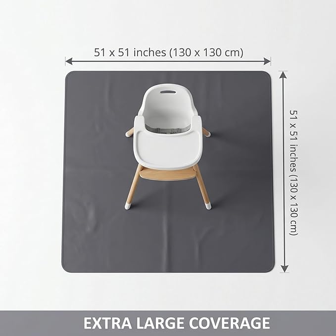 Splat Mat for Under High Chair/Arts/Crafts, WOMUMON Washable Spill Mat - Image 2