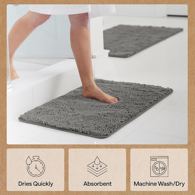 GORILLA GRIP Bath Rug Mat 60x24, Soft Absorbent Chenille, Quick Dry Microfiber - Image 7