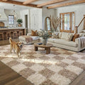 PureCozy Beige 5x8 Area Rugs for Living Room Soft Shag Checkered Large Rug by PureCozy