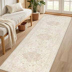 2'6''x8' Hallway Washable Runner Rug: Vintage Boho Neutral Kitchen Rug Soft - Image 2