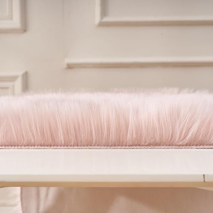 EasyJoy Faux Sheepskin Rug, Fluffy Faux Fur Rug, Ultra Soft Shag Area Rug - Image 6