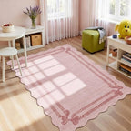 Latte&Fog Pink Scalloped Bow Area Rug - Image 4