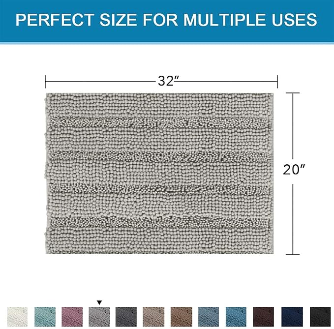 H.VERSAILTEX Bath Rugs for Bathroom Non Slip Bath Mats Extra Thick Chenille - Image 2