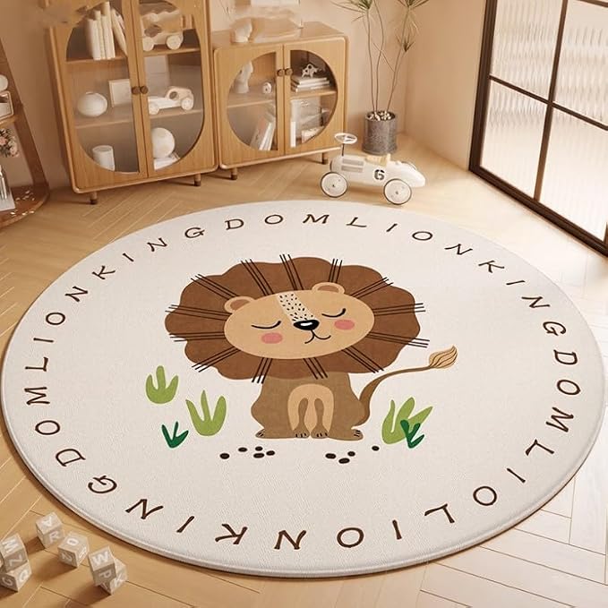 Poowe Lion Soft Plush Round Rug - Image 4