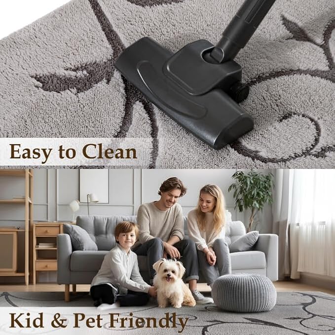 PureCozy Gray Washable Area Rug 4x6 Soft Shag Rugs - Image 7