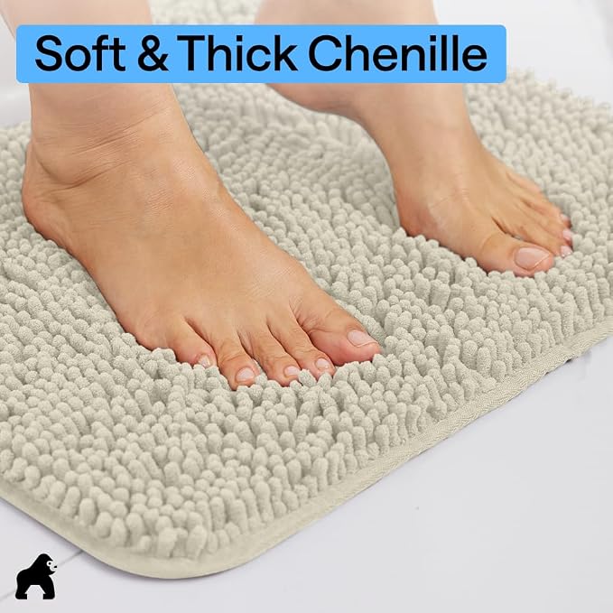 GORILLA GRIP Bath Rug Mat, Thick Soft Absorbent Chenille, Quick Dry Microfiber - Image 4