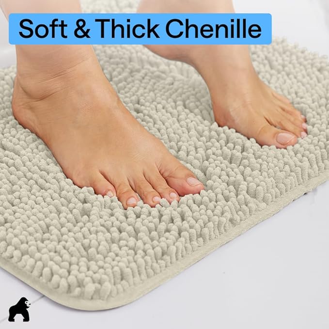 GORILLA GRIP Bath Rug Mat 44x26, Thick Absorbent Chenille, Quick Dry Microfiber - Image 4