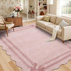 Latte&Fog Washable Pink Rug for Living Room, 6x9 Scalloped Bow Area Rugs for by LatteFog