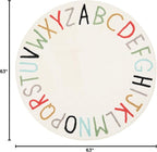 Topotdor Rainbow Round Kids Play Rug Alphabet Nursery Area Rug Extra Large Soft - Image 3