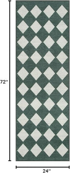 Lahome Zelie Checkered Washable 2x6 Green Runners - Image 2