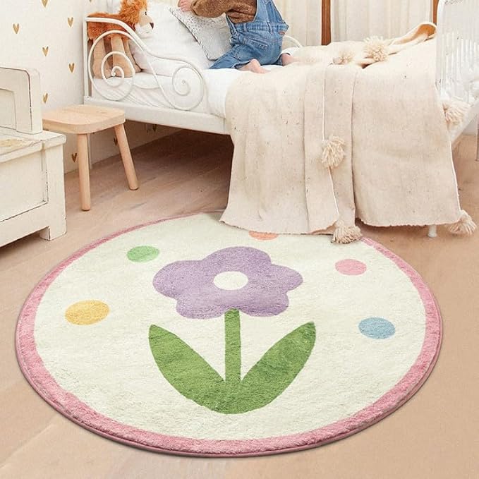 Poowe Round Kids Playroom Rug by Poowe