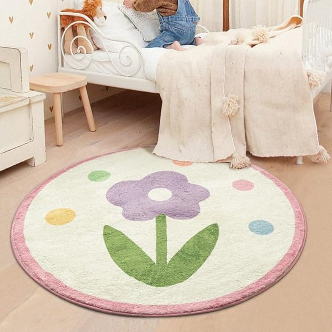 Poowe Round Kids Playroom Rug by Poowe