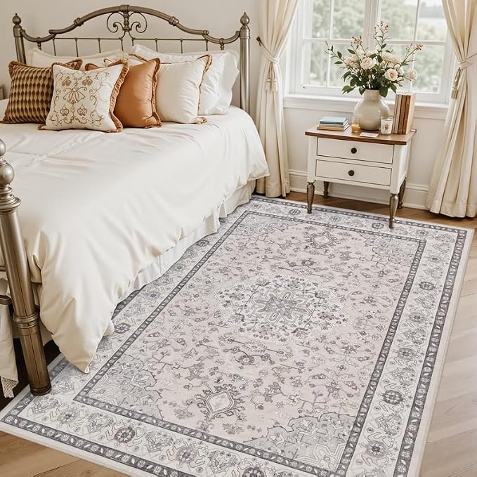 5x7 Area Rugs for Living Room: Vintage Boho Neutral Washable Rug Indoor Soft - Image 2