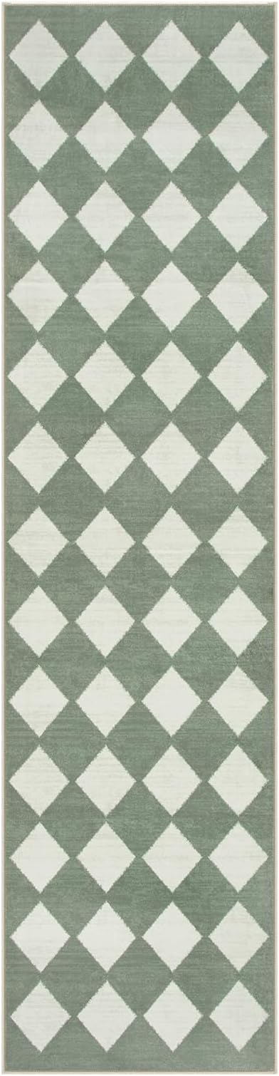 Lahome Zelie Checkered Washable 2x8 Green Runners - Image 9