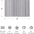 Outdoor Rug Carpet 4x6 ft, Flatweave Textured Outdoor Patio Rug Non Slip Indoor - Image 2