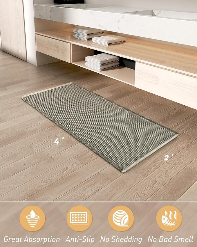 AMOAMI Upgraded Waffle Runner Rug Super Absorbent Non Slip Bath Mats - Image 7