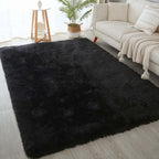 KICHOWUA 5x8 Black Fluffy Shag Rug by KICHOWUA