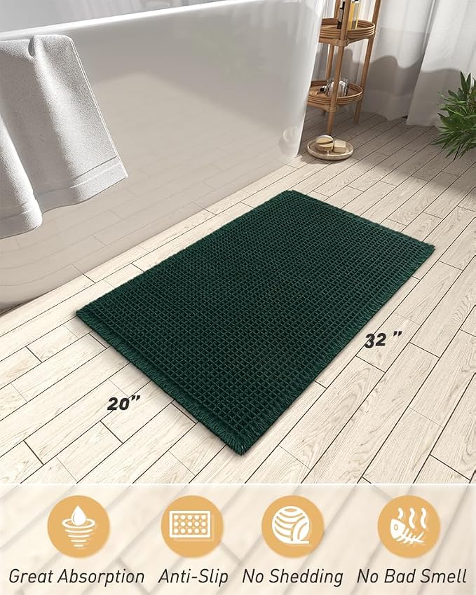 AMOAMI Upgraded Waffle Bath Mat, Super Absorbent Non Slip Bath Mats - Image 2