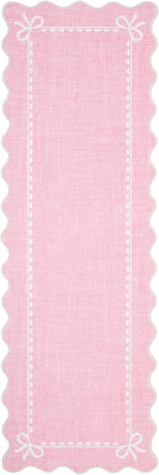 GarveeHome Scalloped Bow Rug for Living Room, Solid Pink Rug for Dorm, Washable - Image 4