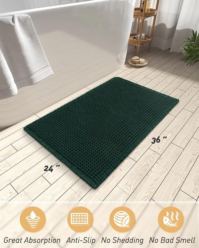 AMOAMI Upgraded Waffle Bath Mat, Super Absorbent Non Slip Bath Mats - Image 2