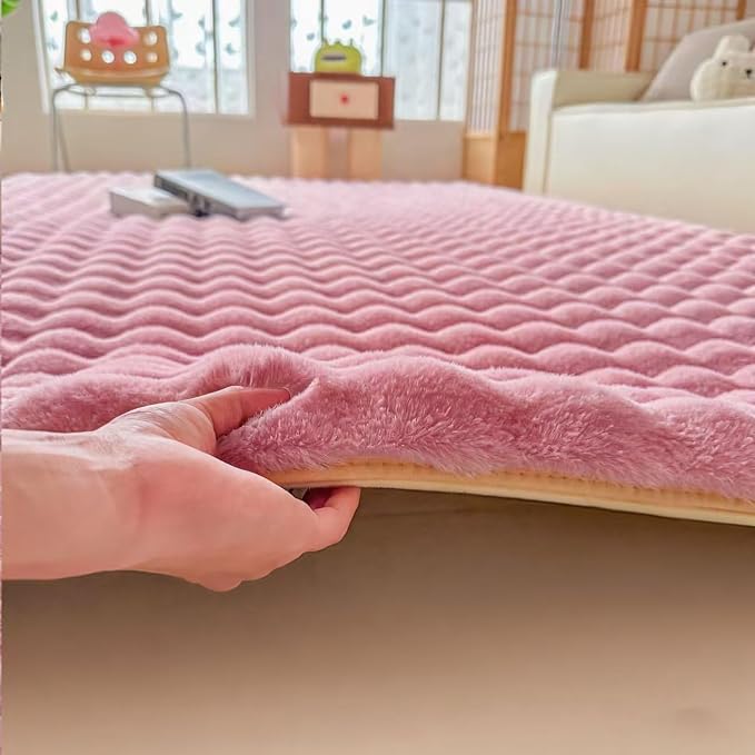 Dusty Rose Rabbit Plush Rug 2'x6', Fluffy Shaggy Area Rug - Image 8