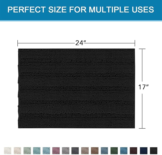 H.VERSAILTEX Bathroom Rugs Bath Rugs Non Slip Bath Mats Extra Thick Chenille - Image 2