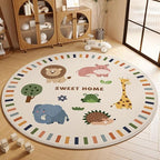 Poowe Kids Play Mat Baby Nursery Rug Round Educational Alphabet Soft Area Rug - Image 3