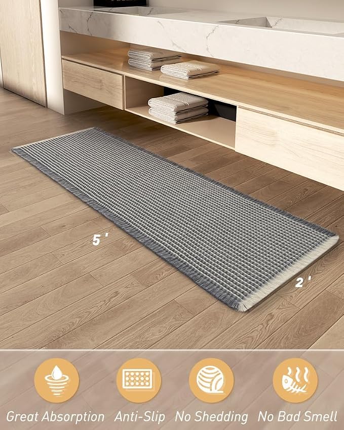 Upgraded Waffle Runner Rug Super Absorbent Non Slip Bath Mats - Image 7