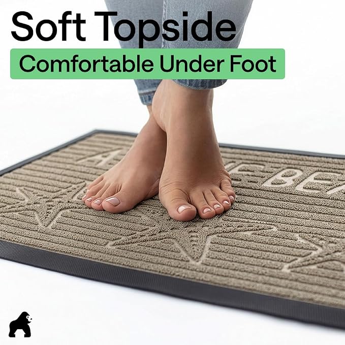 GORILLA GRIP 100% Waterproof All-Season WeatherMAX Doormat, US Designed Natural - Image 8