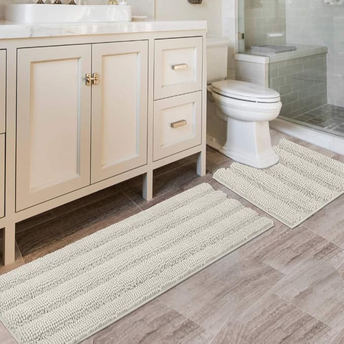 H.VERSAILTEX Bathroom Rugs Bath Rug Set 2 Piece Bathroom Contour Rug Toilet Mat by HVERSAILTEX