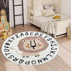 Poowe Cute Lion ABC Kids Play Mat Baby Nursery Rug Round Educational Alphabet - Image 5