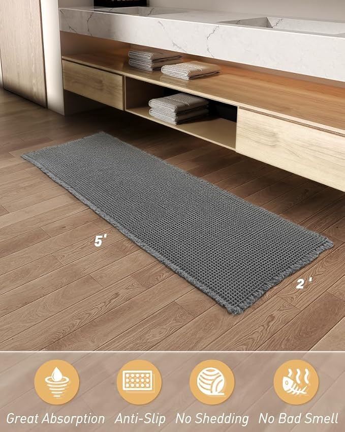 Upgraded Waffle Runner Rug, Super Absorbent Non Slip Bath Mats - Image 6