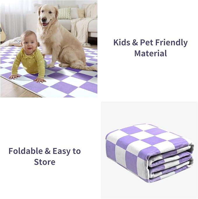 Terrug Purple and White Checkered Rug - Image 7