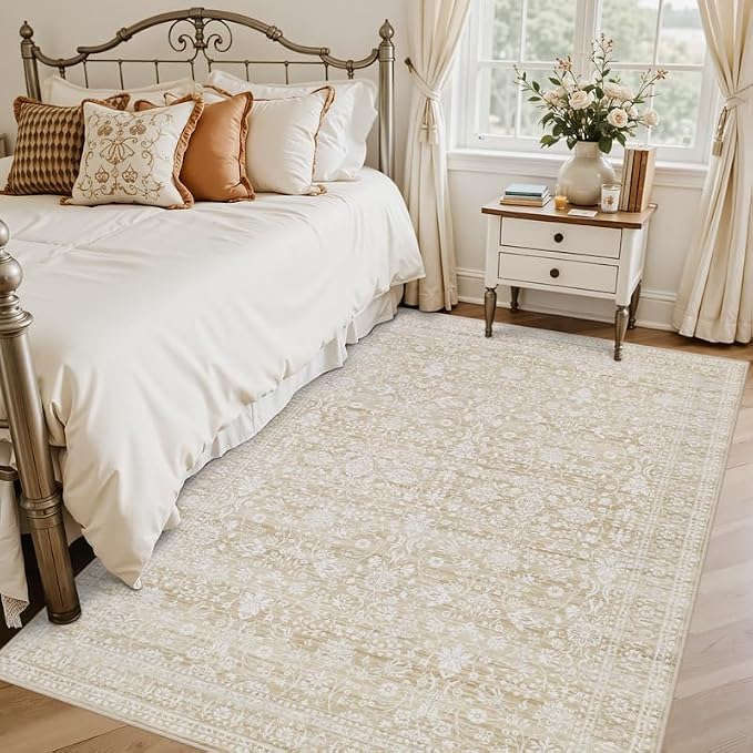 5x7 Area Rugs for Living Room: Vintage Boho Neutral Washable Rug Indoor Soft - Image 2